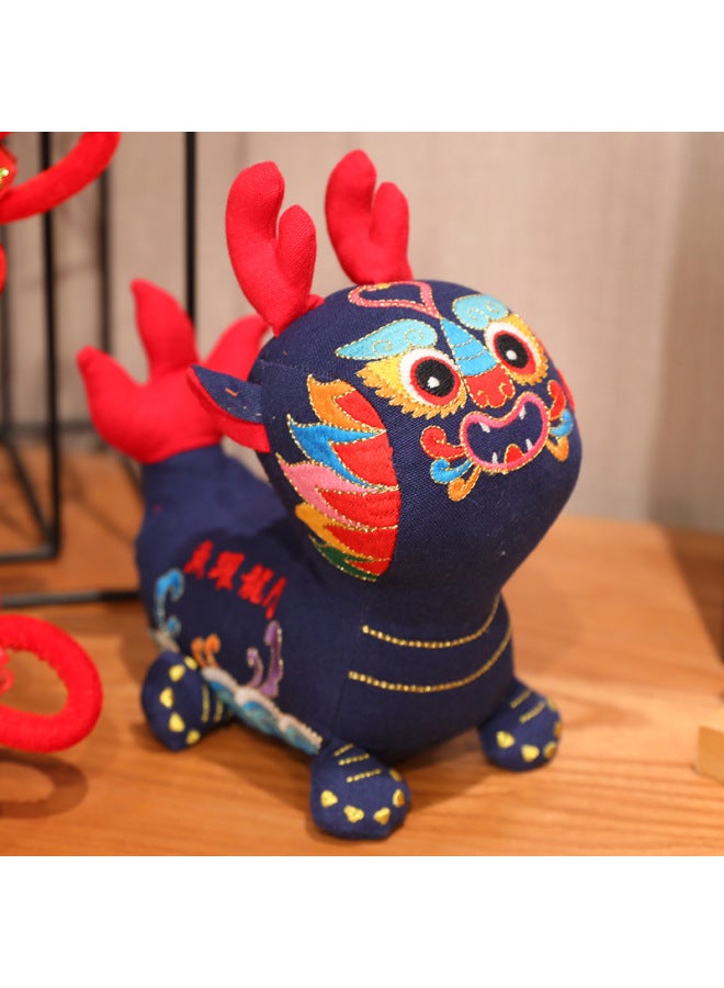 Felt Fabric Five Fortunes Dragon Year Mascot Plush Toy Soft Stuffed Animal Doll Hanging Ornament For Year Celebration-Color:National Tide Cloth Dragon 【yellow】】-Height:30cm - Image 4