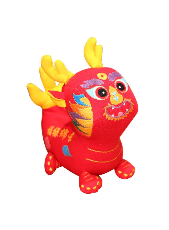 Felt Fabric Five Fortunes Dragon Year Mascot Plush Toy Soft Stuffed Animal Doll Hanging Ornament For Year Celebration-Color:National Tide Cloth Dragon 【yellow】】-Height:30cm - Image 5