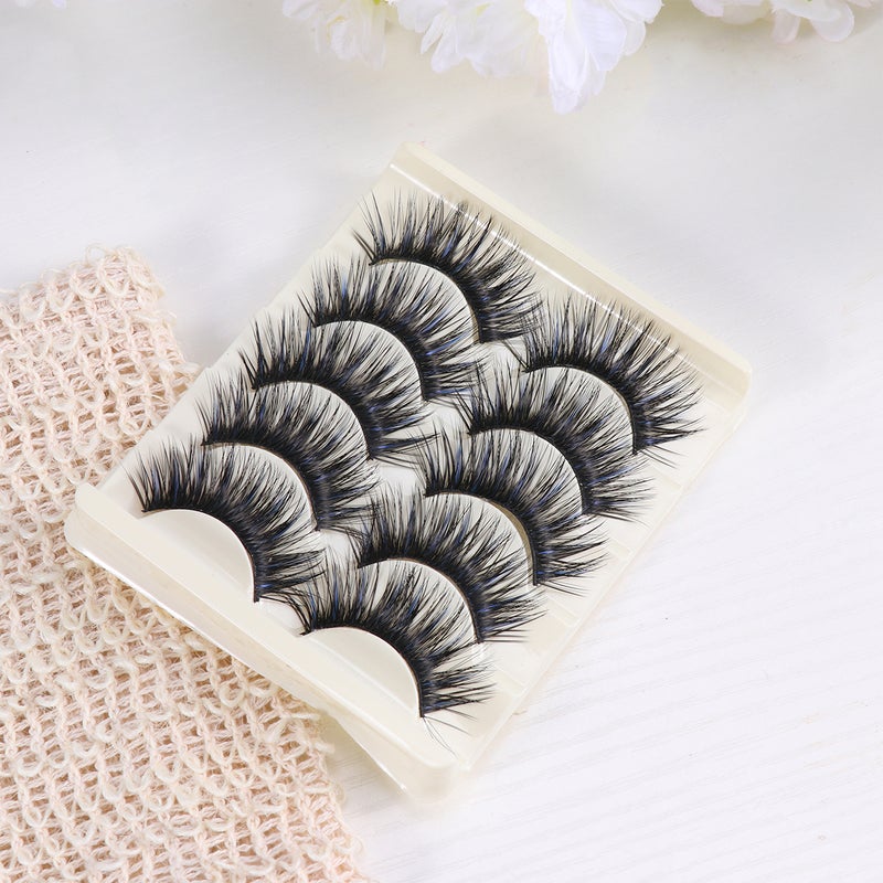 5 Pairs Exaggerated Fake Eyelashes High-grade Fiber Eyelashes Thick Artificial Lashes Women Makeup Eyelashes Black - Image 5