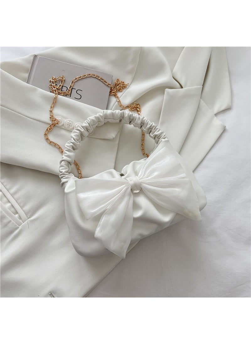 Generic - Chic Bow Decor Pleated Shoulder BagWhite White - Image 1