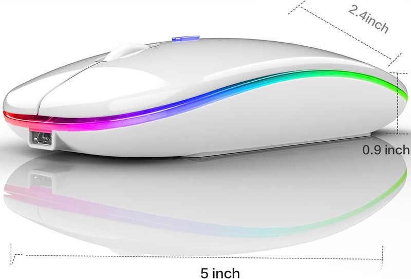 PEIBO Bluetooth Wireless Mouse for Laptop mac MacBook ipad MacBook air MacBook pro pc Desktop Computer Windows Chromebook Notebook (White White) - Image 4