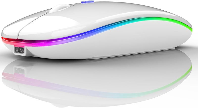 PEIBO Bluetooth Wireless Mouse for Laptop mac MacBook ipad MacBook air MacBook pro pc Desktop Computer Windows Chromebook Notebook (White White) - Image 1