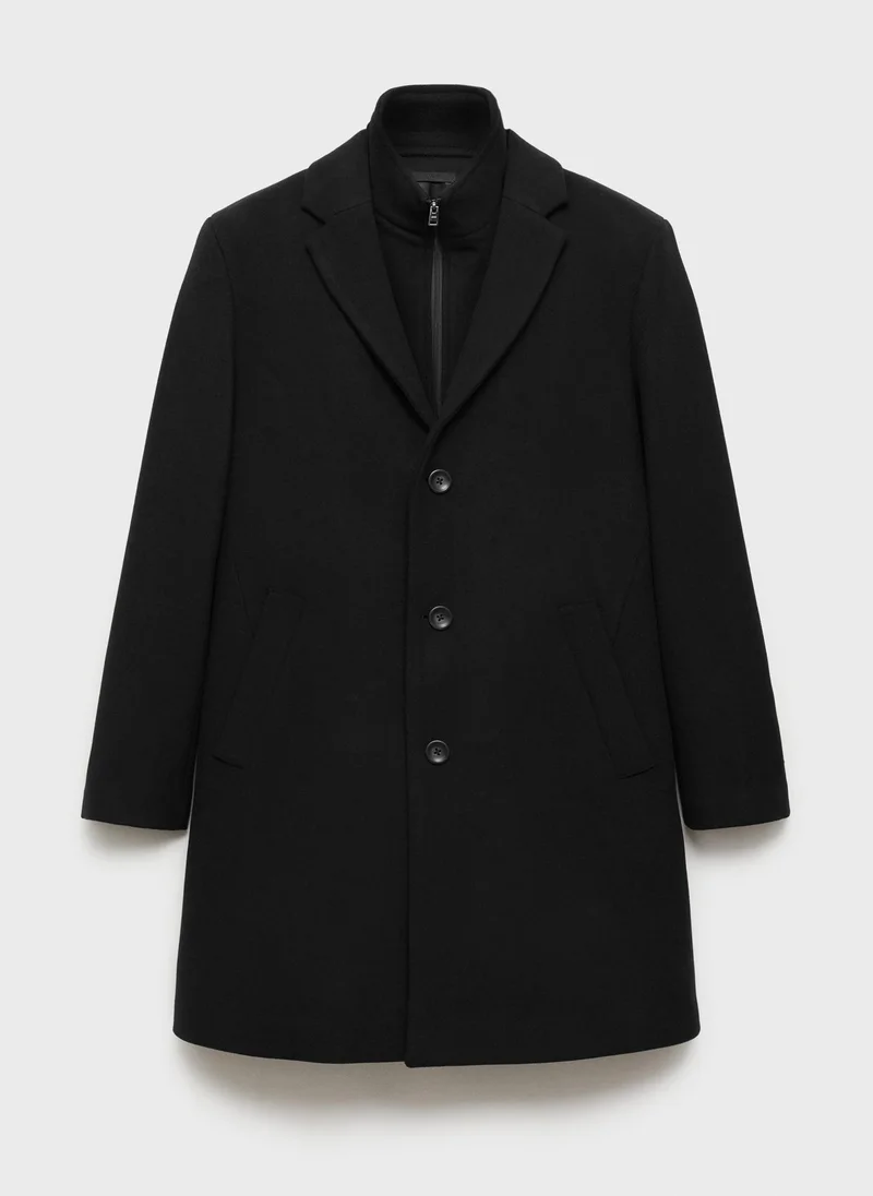 مانجو مان Wool Coat With Detachable Collar