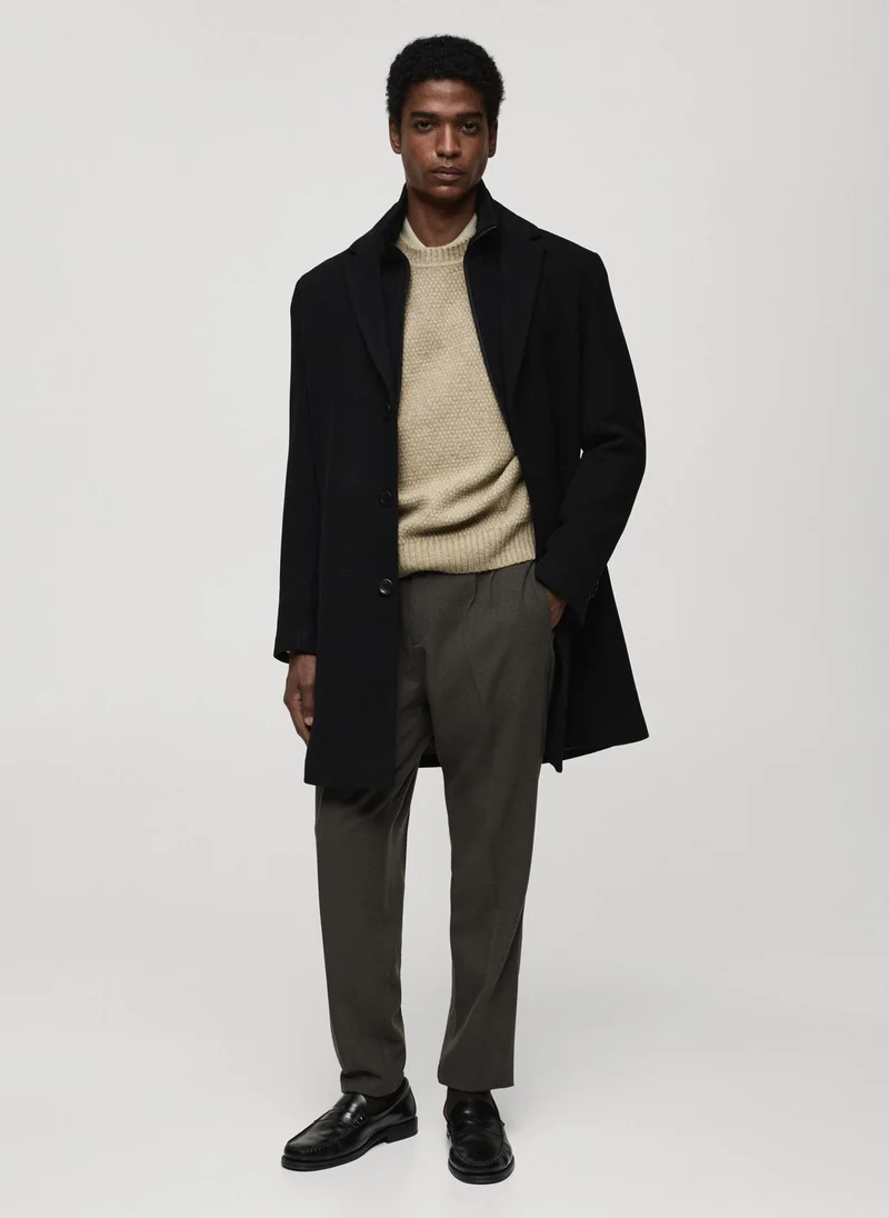 مانجو مان Wool Coat With Detachable Collar