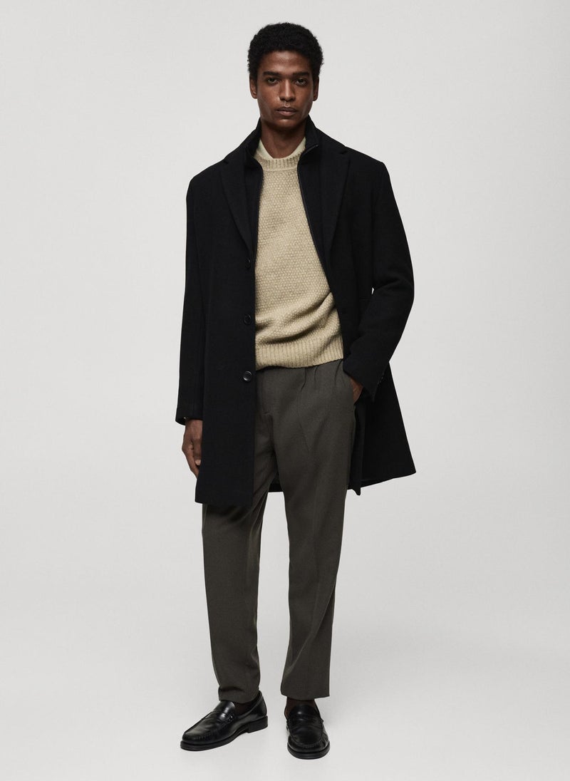 Mango Man - Wool Coat With Detachable Collar - Image 1
