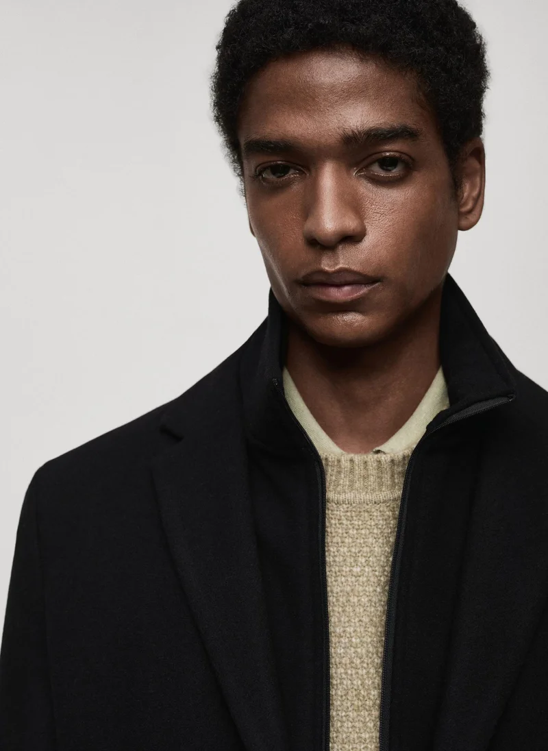 مانجو مان Wool Coat With Detachable Collar