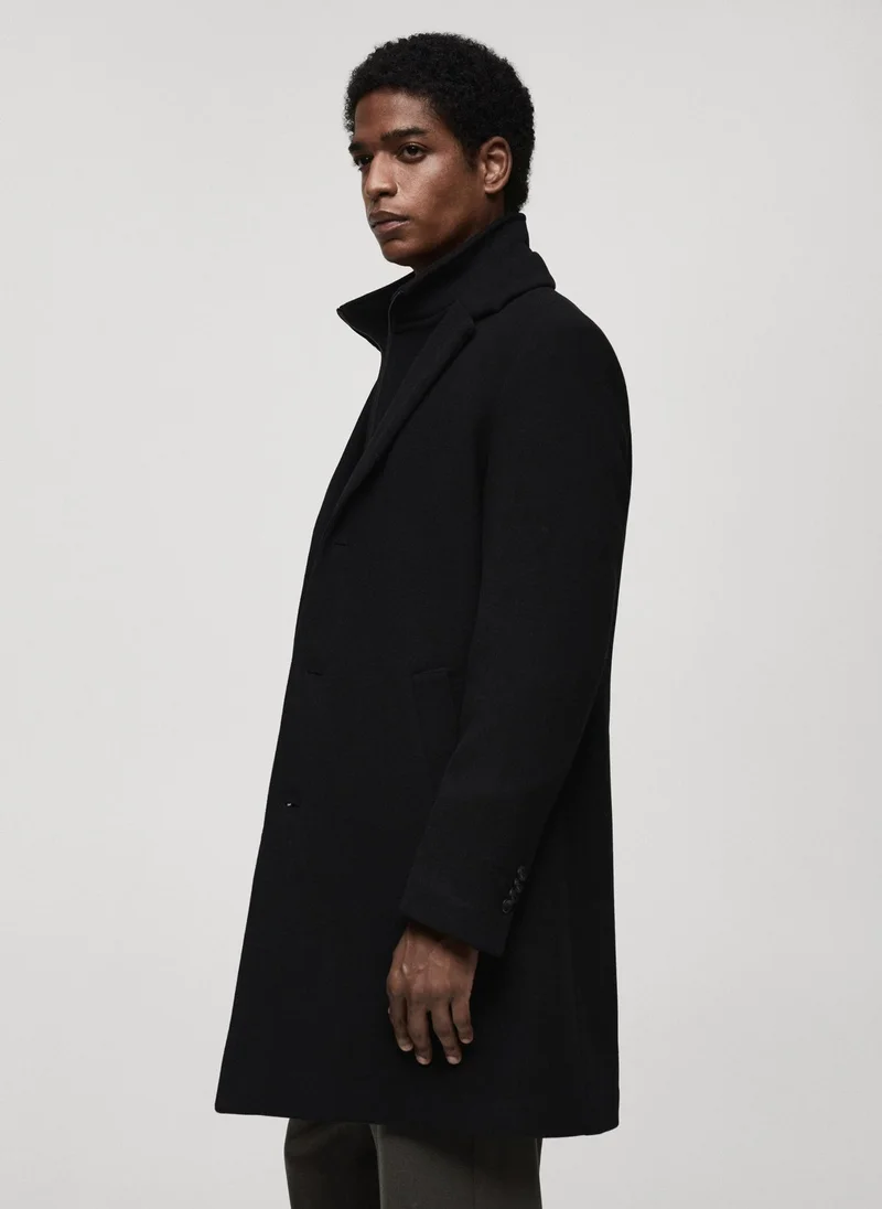 مانجو مان Wool Coat With Detachable Collar