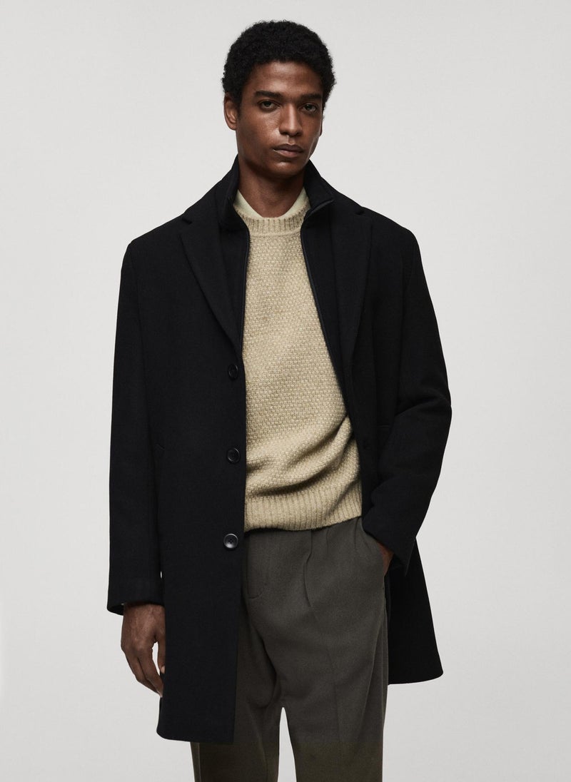 Mango Man - Wool Coat With Detachable Collar - Image 1
