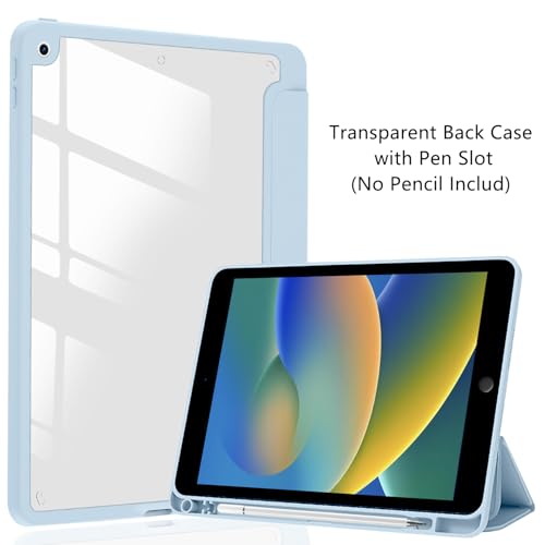 JOYLAND Sea Shells Case for iPad Air 11 Inch M32025 M22024 iPad Air 5th2022 4th 2020 Gen 109 Inch Clear Acrylic Hard Back Ice Blue Case with Pencil Holder Trifold Stand Tablet Cover - Image 3
