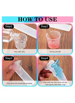 KASTWAVE Bookmark 10 Pieces Silicone Bookmark Resin Mold DIY Bookmark Mould Epoxy Resin Casting Mold in 10 Cute Styles with 20 Pieces Random Color Tassels Craft, 20 Finger Cots and 1 Pcs Tweezers for DIY Craft  - Image 5