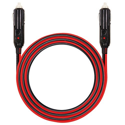 MOTOPOWER MP69000A 10FT 16AWG Heavy Duty Male to Male Cigarette Lighter Plug Cable Battery Charger Cord with LED Lights and Fuse Protection On Both Plugs Fire Resistant Plugs - Image 1