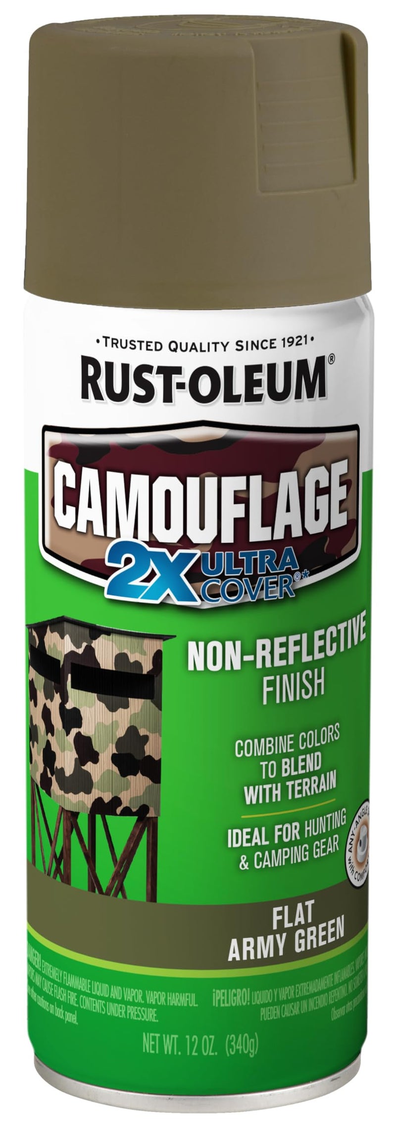 Rust-Oleum 279176 Camouflage 2X Ultra Cover Spray Paint, 12 oz, Army Green - Image 1