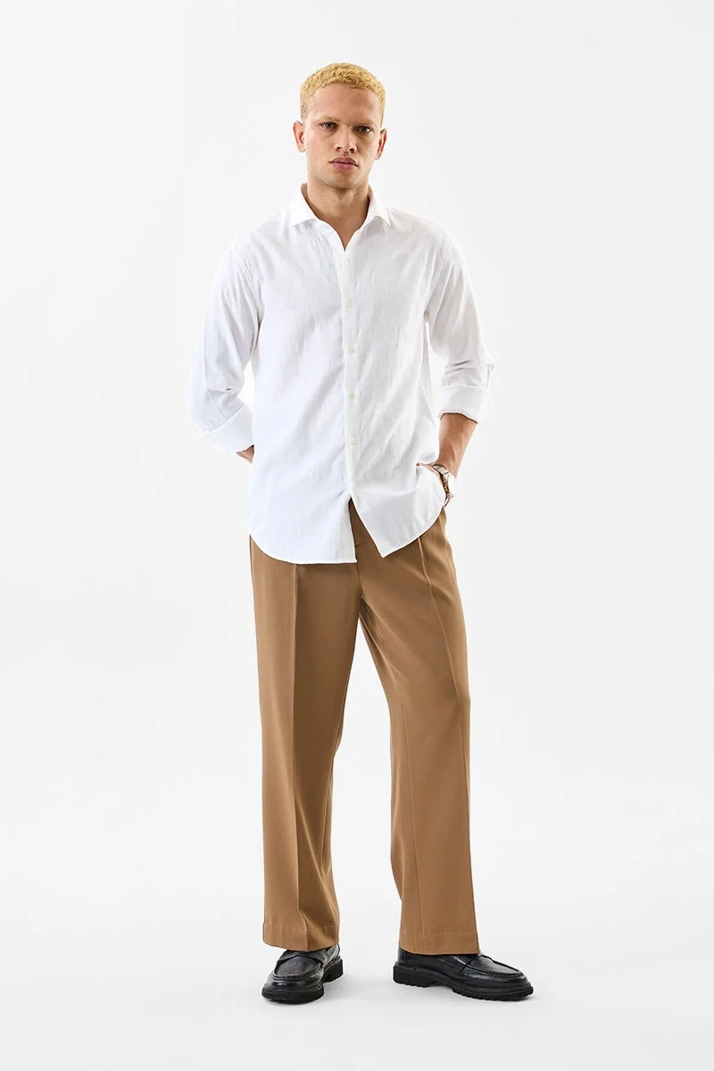 SNITCH White Textured Long Sleeve Slim Fit Shirt