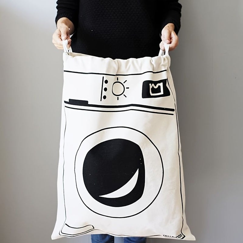 Multi Functional Reusable Canvas Laundry Storage Bag With Drawstring Closure 18.11 X 24.41 Inches For Washing Machine Dirty Clothes Travel And Moving - Image 2