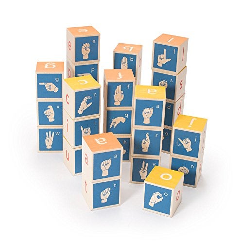 Uncle Goose American Sign Language Learning Blocks  28 Piece Set Ages 2 - Image 1