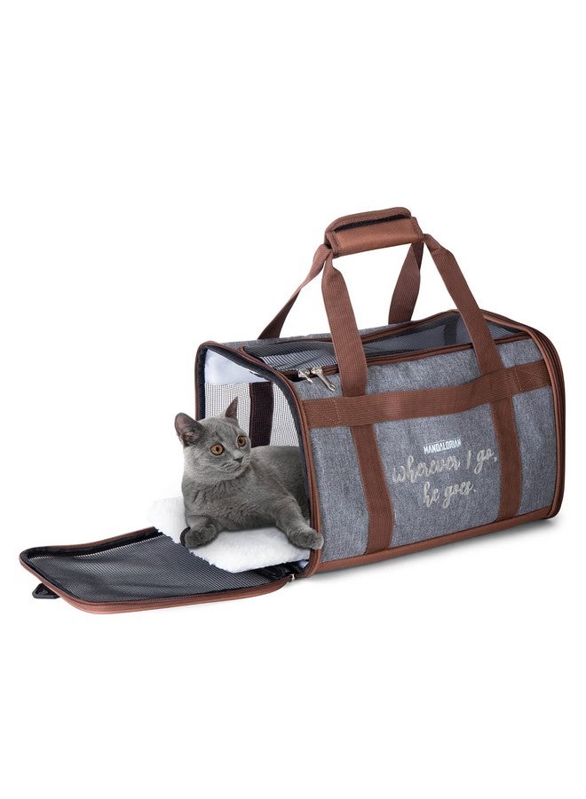 Star Wars for Pets The Mandalorian Soft Pet Carrier “Wherever I go, he goes” Gray & Brown | for Pets 15 x 9 x 9 Dog Travel Bag| Luggage Carrier for Dogs, Fits Under Plane Seat (FF19733) - Image 1