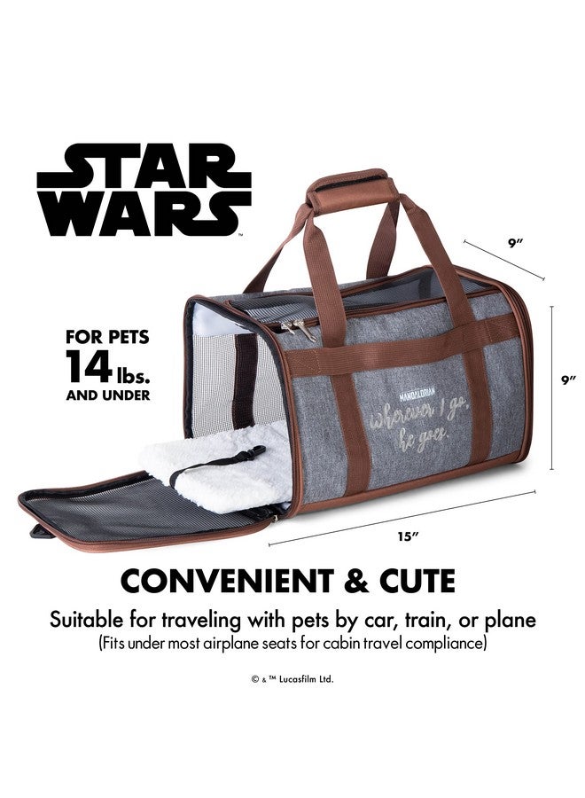 Star Wars for Pets The Mandalorian Soft Pet Carrier “Wherever I go, he goes” Gray & Brown | for Pets 15 x 9 x 9 Dog Travel Bag| Luggage Carrier for Dogs, Fits Under Plane Seat (FF19733) - Image 5
