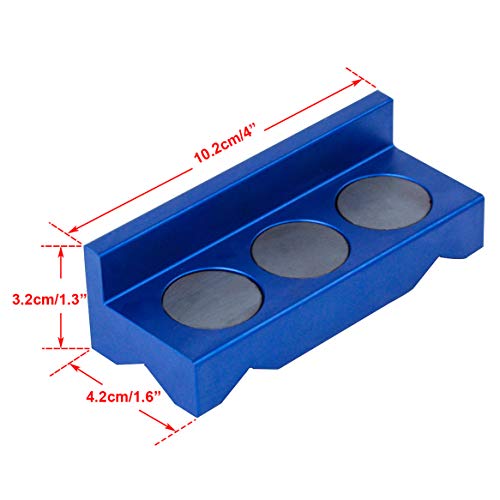 PTNHZ Aluminum 4" Vise Jaw Protective Inserts for Wide Array of Vices - with Magnetic Back(Blue) - Image 5
