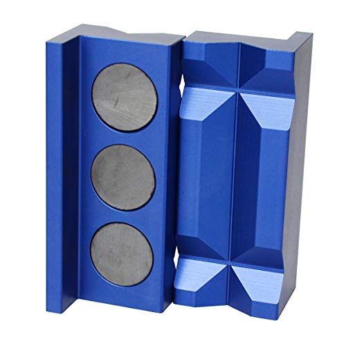 PTNHZ Aluminum 4" Vise Jaw Protective Inserts for Wide Array of Vices - with Magnetic Back(Blue) - Image 2