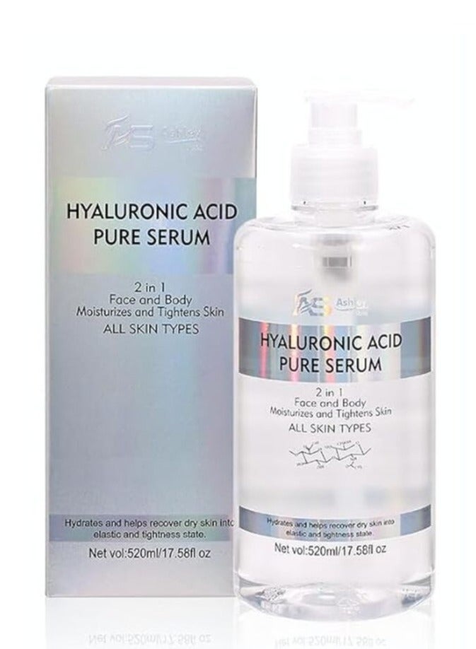 آشلي مصل حمض الهيالورونيك النقي 2 في 1 لترطيب الوجه والجسم وشد البشرة 520 مل - Image 1
