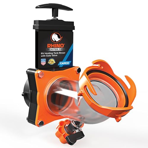 Camco Rhino Blaster RV Tank Rinser with Gate Valve & Backflow Preventer RV Accessories for Waste Tank Cleaning - Essential Camper Supplies for Odor Control and Sensor Maintenance - (39086) - Image 1