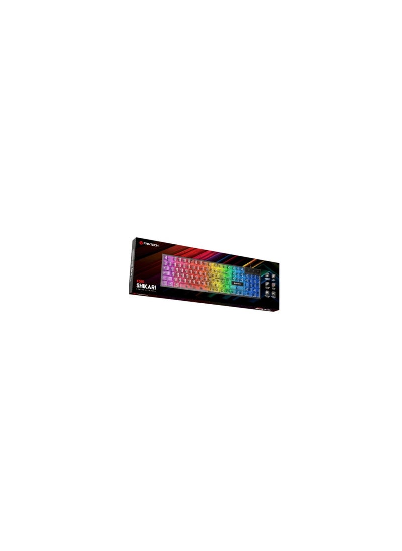 Fantech Shikari K515 RGB Membrane Gaming Keyboard with Advance Anti-Ghosting  With transparent buttons for better visibility of the lights.
