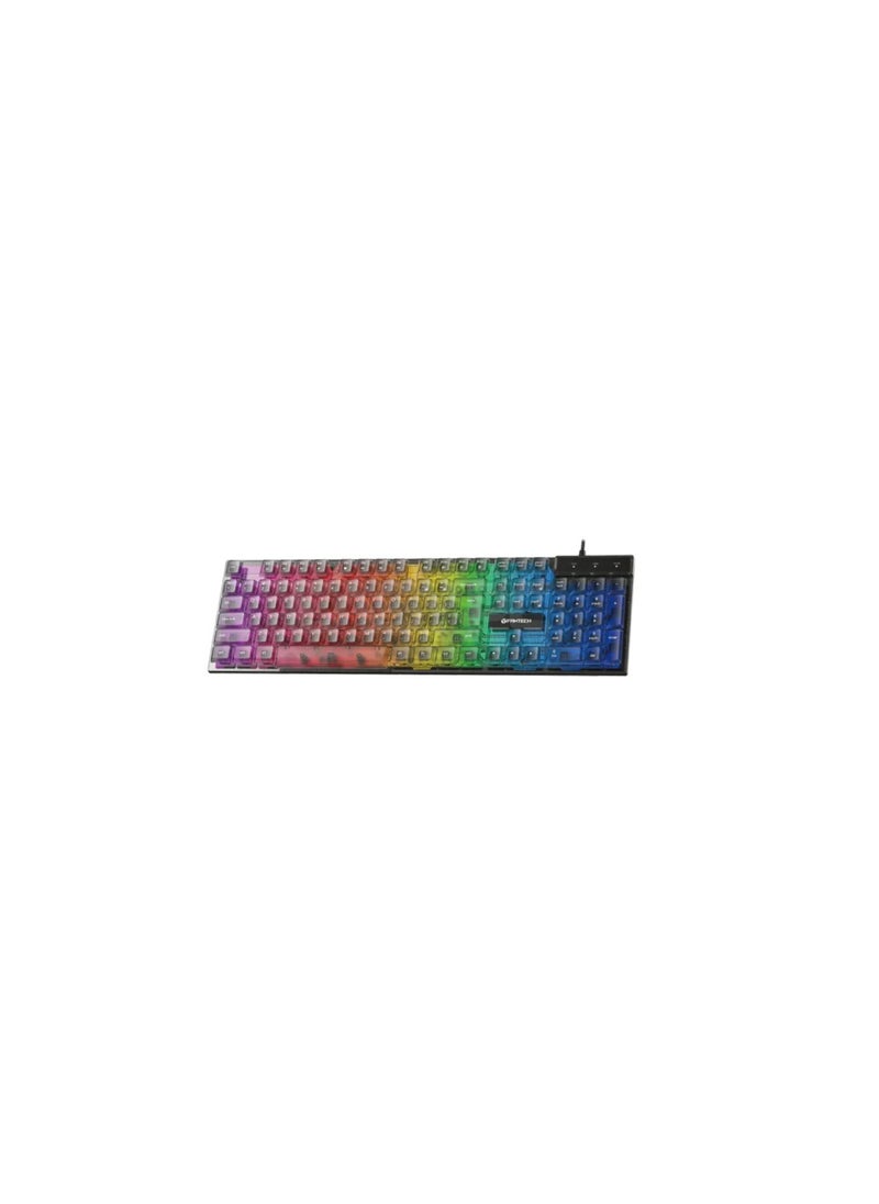 Fantech Shikari K515 RGB Membrane Gaming Keyboard with Advance Anti-Ghosting  With transparent buttons for better visibility of the lights.