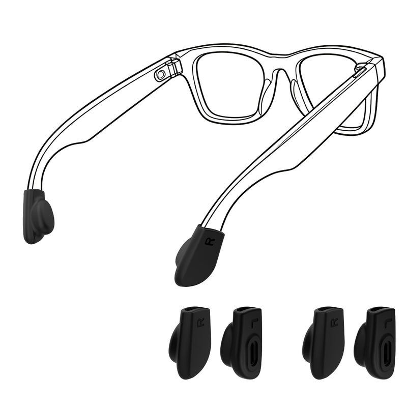 RCstyle HiBloks Eyeglass Ear Grip for RayBan Meta WayfarerSkylerHeadliner Gen 2 Smart Glasses Accessories AntiSlip Silicone Eye Glasses Ear Grippers for Meta Gen 2 Smart Sunglasses Ear Cushion 2 Pairs - Image 2