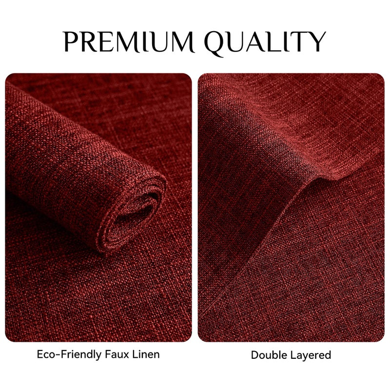 Softalker Faux Linen Placemats Set of 4-12 x 18 Inch  Heat Resistant Double Layered Durable Burlap Farmhouse Place Mats  Non-Slip Washable Rustic Table Mats for Dining  Kitchen  Party(Red - Image 3