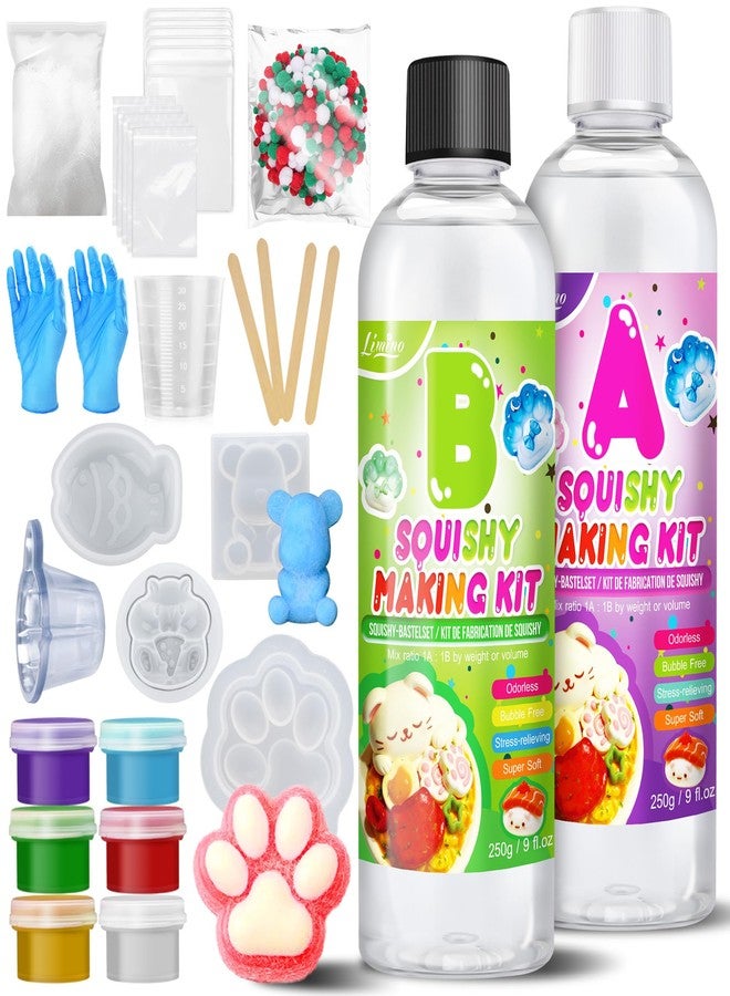 Limino Liquid Silicone for Taba Squishy Kit - 18oz 1:1 AB Ratio Mixed Super Soft Silicone Rubber for Squishy Maker, Perfect DIY Stress Relief Making Kit, Meaningful Gift for DIY Craft Makers, with 4 Molds - Image 1