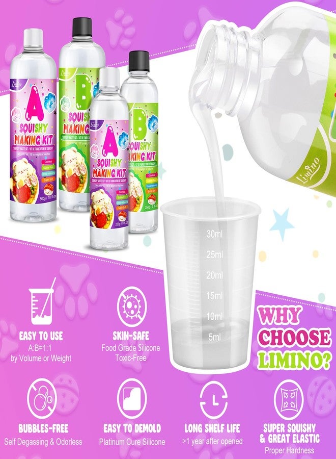 Limino Liquid Silicone for Taba Squishy Kit - 18oz 1:1 AB Ratio Mixed Super Soft Silicone Rubber for Squishy Maker, Perfect DIY Stress Relief Making Kit, Meaningful Gift for DIY Craft Makers, with 4 Molds - Image 3