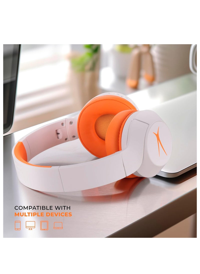 Altec Lansing - Kid Safe Noise Cancelling Wireless Headphones 30 Hours Play Time, 85dB Volume Limit, Foldable Design, Powerful Sound, Active Noise Cancellation, Splash resistant IPX4, Orange - Image 1