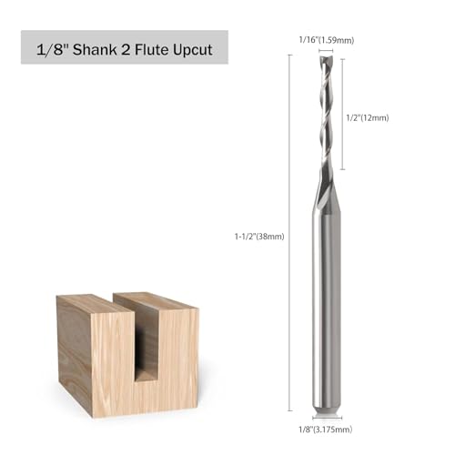 HOZLY CNC Router Bits 1/8" Shank CNC Bit End Mill 1/16" Cutting Dia Flat Nose Carbide Endmill Two Flute Spiral Upcut Milling Cutter Tool Set for Wood PVC MDF Hardwood (1/16 in, 10) - Image 2