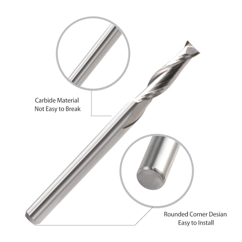 HOZLY CNC Router Bits 1/8" Shank CNC Bit End Mill 1/16" Cutting Dia Flat Nose Carbide Endmill Two Flute Spiral Upcut Milling Cutter Tool Set for Wood PVC MDF Hardwood (1/16 in, 10) - Image 5