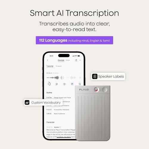 PLAUD جهاز تسجيل الصوت بالذكاء الاصطناعي Plaud Note/ديكتافون مع علبة وتحكم عبر التطبيق ودعم التلخيص والنقل الآلي لـ 112 لغة ومسجل صوت رقمي بسعة 64GB للملاحظات للمحاضرات والاجتماعات والمكالمات، فضي - Image 5