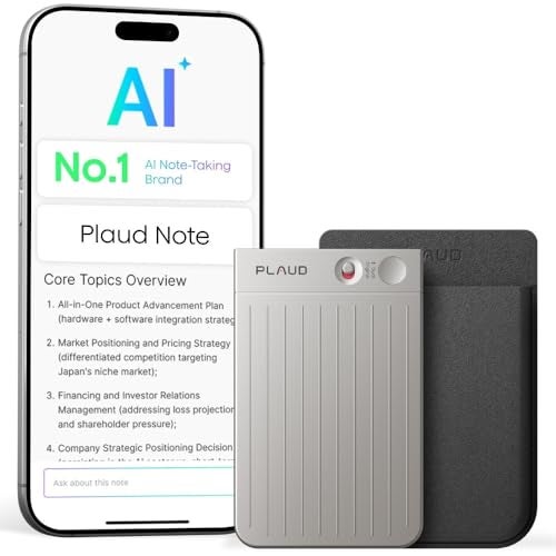PLAUD جهاز تسجيل الصوت بالذكاء الاصطناعي Plaud Note/ديكتافون مع علبة وتحكم عبر التطبيق ودعم التلخيص والنقل الآلي لـ 112 لغة ومسجل صوت رقمي بسعة 64GB للملاحظات للمحاضرات والاجتماعات والمكالمات، فضي - Image 2