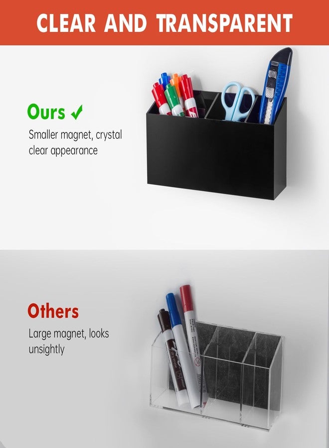 Banafich Magnetic Dry Erase Marker Holder, Acrylic Magnet Pen Holder for Whiteboard, Refrigerator, Magnetic Fridge Organizer for Office, Classroom, Whiteboard Maker Holder, Locker Organizer(Black) - Image 4
