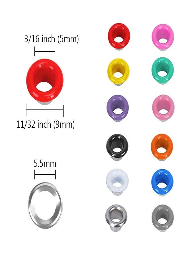 Mesee 600 Sets Grommet Kits 3/16 Inch Multi-Color Metal Eyelets Kit with Grommets Installation Tools, Clothing Eyelet Set for Bag Shoes Leather Paper Crafts DIY Project, 12 Colors - Image 3