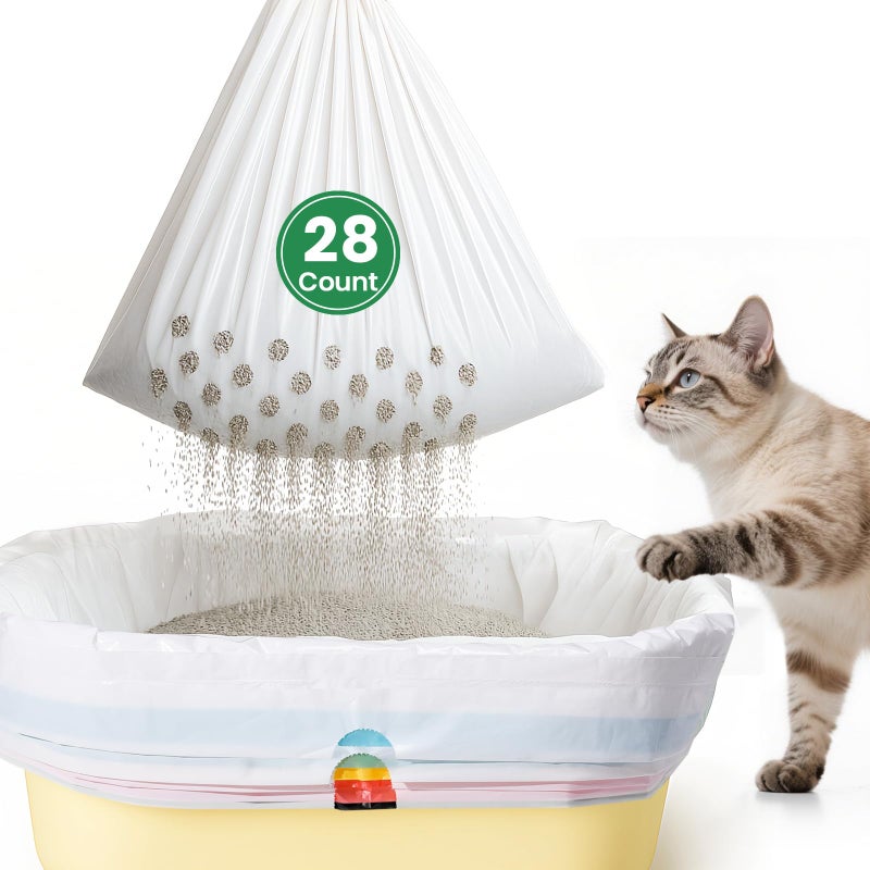 PETOCAT Sifting litter bags with 7-Day Litter System, Heavy Duty Thickened litter liners, 37x18 Inch (28 Pack) For Most Litter Boxes and Cat Supplies - Image 1