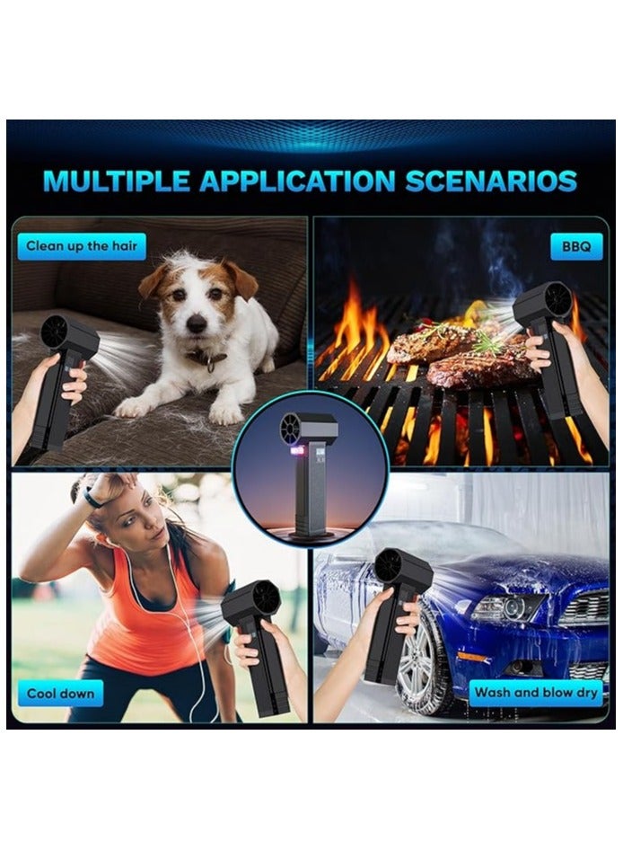فيبكا Oversize Car Dryer Air Blower Turbo Fan, Portable Oversize 64MM Super Electic Cordless Leaf Air Blower with Light & LED Display, 4000mAh, Max Thrust 3.5LB for Patio Cleaning, Lawn Care & Car Drying  - Image 4