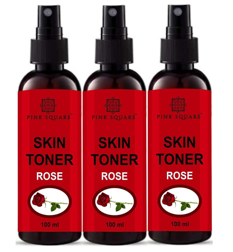 Pink Square Rose Face Toner Refreshing Face Mist  Toner  Toner for Hydrating Skin  AlcoholFree Mist  toner for open pores Tightening Pack of 3 of 100 ML - Image 1