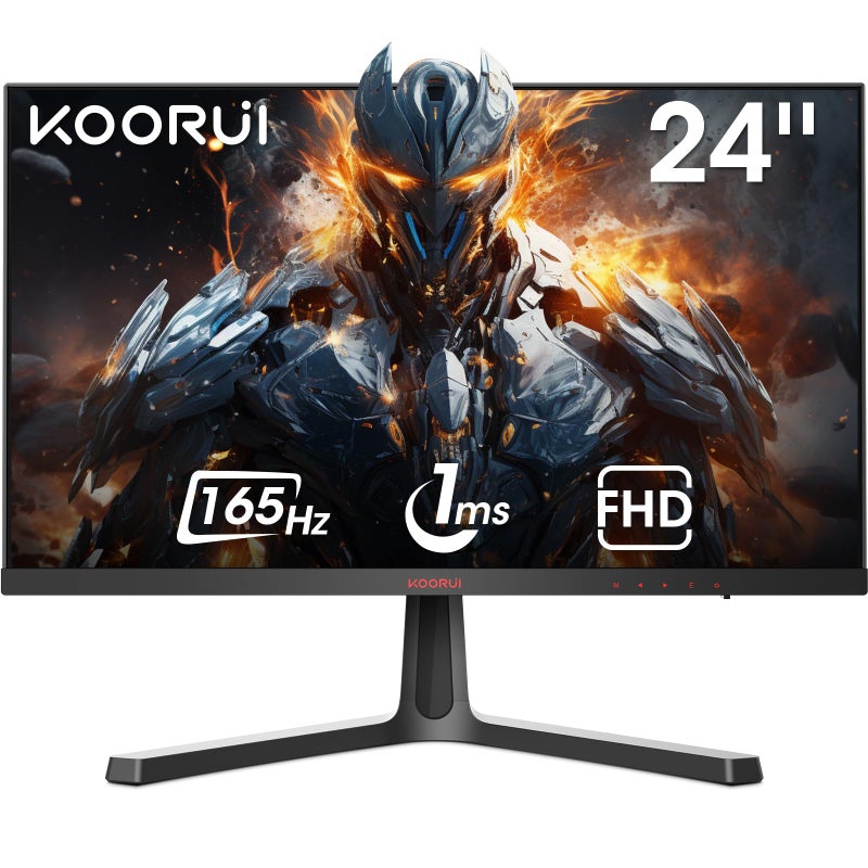 KOORUI 24 Inch Computer Monitor - FHD 1080P Gaming Monitor 165Hz VA 1ms, AdaptiveSync Technology, Ultra-Thin LED Monitor,HDMI X2 / DP, VESA Compatible, Tilt Adjustable, Eye Care - 24E4 - Black - Image 1