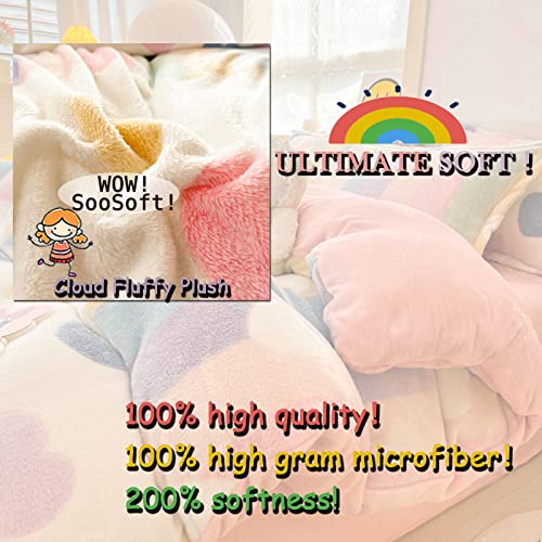 MorroMorn Pink Duvet Cover Queen, Rainbow Bedding Sets, Fluffy Comforter Covers Set, Down Alternative Blanket Ultra Soft Kawaii Cute for Girls Kids Teen Women Full Double Size - Image 3