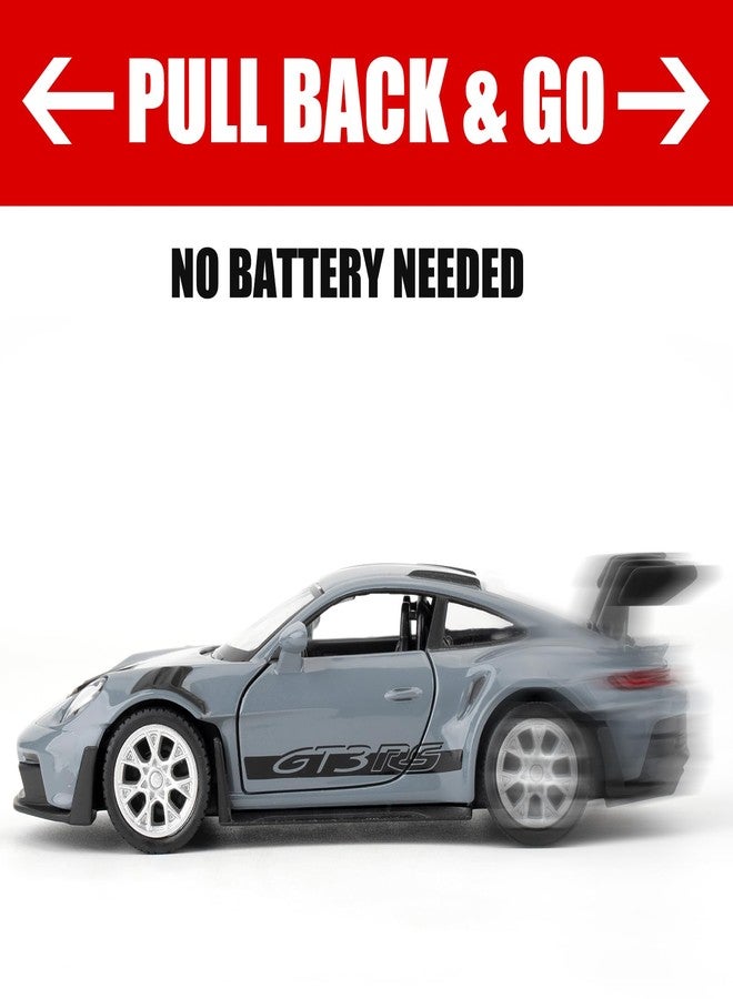 RMZ City 1:36 Scale Porsche 911 GT3 RS Car Model, Diecast Pull Back Vehicles, Model Toy Cars, Doors Open, Collection Kids Toy for Aged 3 and up, Gift Gray - Image 3