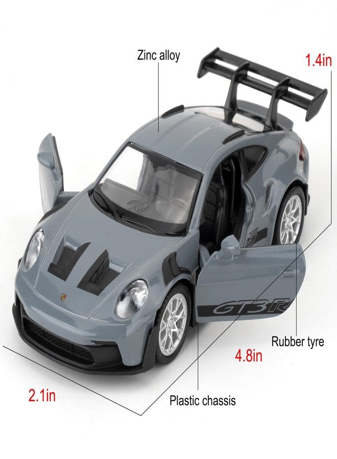 RMZ City 1:36 Scale Porsche 911 GT3 RS Car Model, Diecast Pull Back Vehicles, Model Toy Cars, Doors Open, Collection Kids Toy for Aged 3 and up, Gift Gray - Image 2