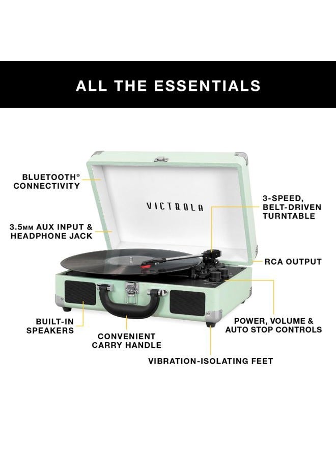 VICTROLA Vintage 3-Speed Bluetooth Suitcase Turntable with Speakers, Turquoise - Image 2