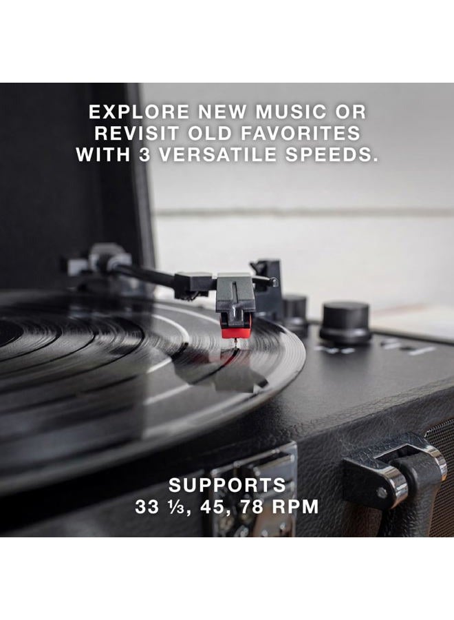VICTROLA Vintage 3-Speed Bluetooth Suitcase Turntable with Speakers, Turquoise - Image 3