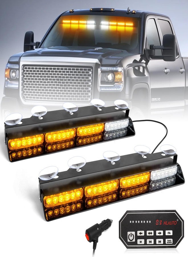 HLauto 604N Emergency Dash Strobe Lights: 2x16.8 inch Amber Security Light w/Take Down, 48 LED Safety Flashing Warning Hazard Interior Windshield Visor Light Bar for Trucks Vehicles - Image 1