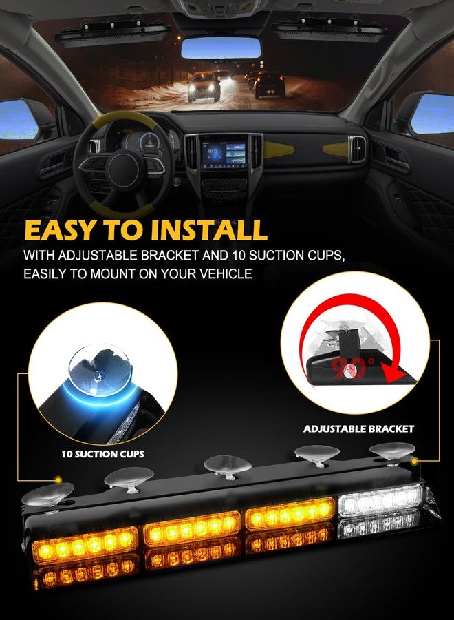 HLauto 604N Emergency Dash Strobe Lights: 2x16.8 inch Amber Security Light w/Take Down, 48 LED Safety Flashing Warning Hazard Interior Windshield Visor Light Bar for Trucks Vehicles - Image 5