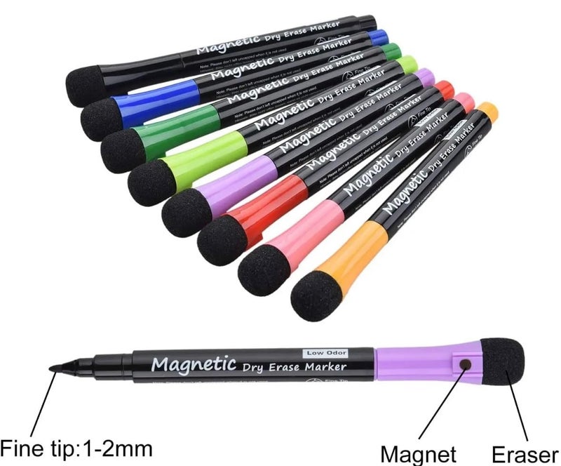 BUZZ COOL White Board Marker | Magnetic Dry Erase Fine Tip Whiteboard Marker | Non-Toxic Low-Odor Dry Erase Marker | Magnetic Marker Pen for Fridge Whiteboard | Teacher, School Supplies (12 Colors) - Image 3